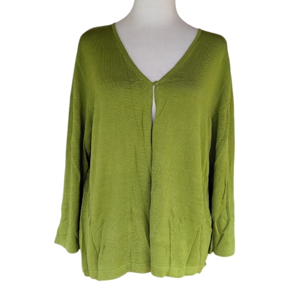 Pineapple Moon Beautiful Green Single Button Front Silk Blend Cardigan Size XL - Picture 1 of 7